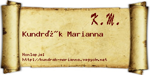 Kundrák Marianna névjegykártya